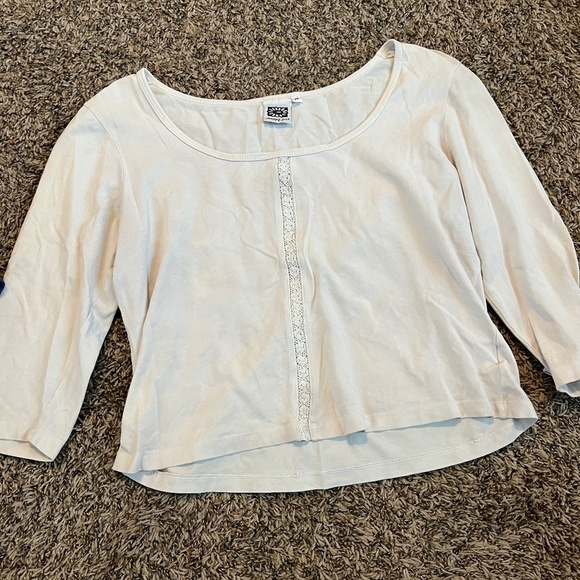 Johnny Was white three-quarter length sleeve cotton blouse top size medium - Picture 1 of 5
